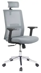 DAREN CR kancelářská židle s podhlavníkem, kříž chrom, šedá